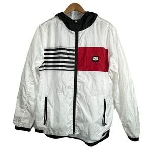 NWT‎ PARISH Nation Windbreaker L White PN56 Patch Jacket Streetwear Urban